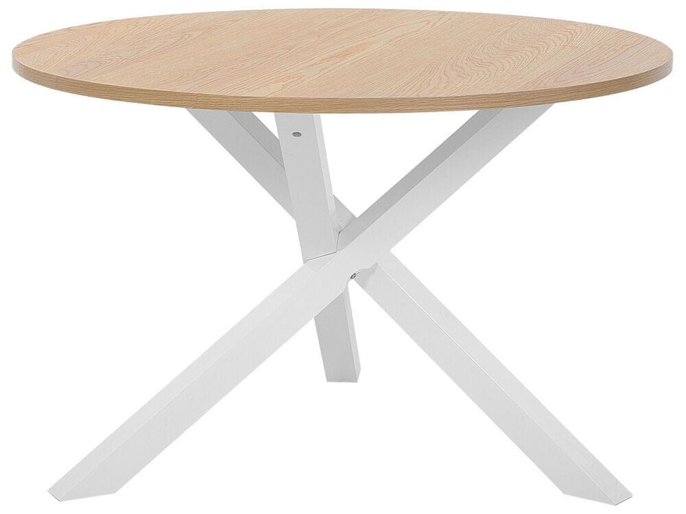 Beliani Okrúhly jedálenský stôl 120 cm svetlé drevo/biela JACKSONVILLE